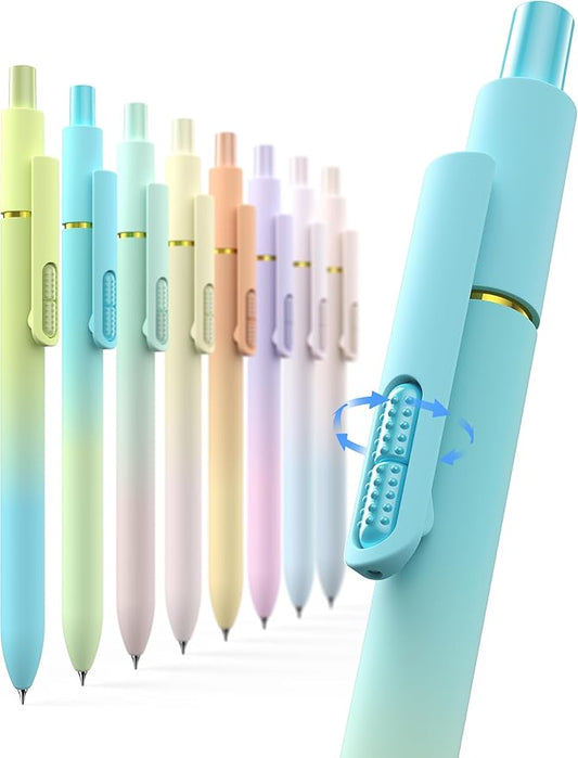 8pc Gel Pens, 0.7mm Black Ink, Medium Tip - Fast-Dry, No Bleed, Gradient Colors for Office & School-DeskLoop Office