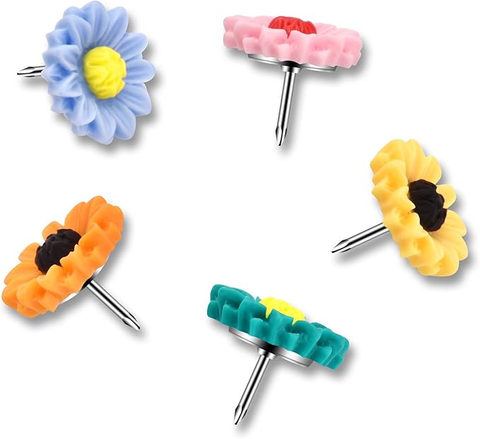 40Pcs Push Pins, Thumb Tacks for Bulletin Board, Flower Decorative Pins and Tacks, Cork Board Thumbtacks, Cute Thumbtack for Office Decorative-DeskLoop Office