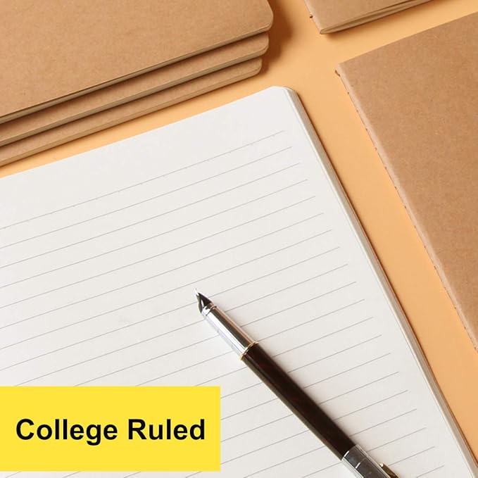 Large College Ruled Notebook Journals Bulk with Thick Lined Paper, 60 Pages, 8.5x11 inch, Composition Diary Subject Notebooks Planner for Travelers Students Office, Kraft Journal Set, 12 Pack-DeskLoop Office