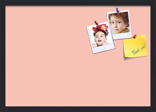 PinPix 26x18 Inch Cork Bulletin Board. This Decorative Framed Pin Board Comes with Pink Pastel Design and a Satin Black Frame. Ideal for Home Office Decor or Message Board (PinPix-1813)-DeskLoop Office