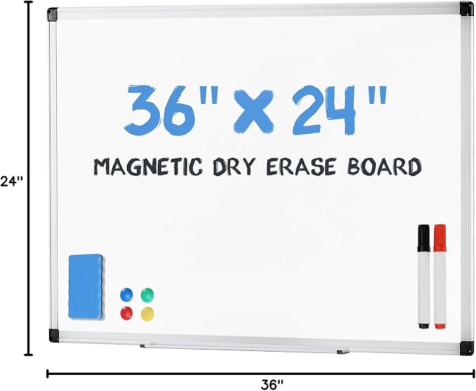 DUMOS Magnetic White Board Kit for Wall 36" x 24", Dry Erase Board - Image 8
