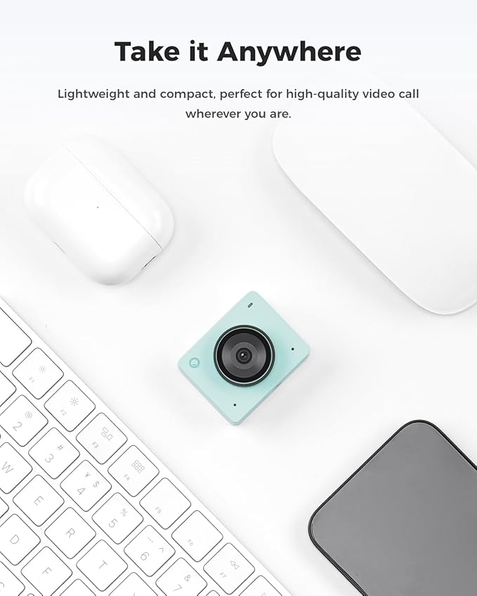 OBSBOT Meet 2-4K Webcam for PC with 1/2" Sensor, AI Framing & Autofocus, Beauty Mode, Lightweight, Gesture Control, HDR, Dual Microphone, 60 FPS, Web Cam for Streaming, Meeting, Gaming. (Aurora Green)-DeskLoop Office