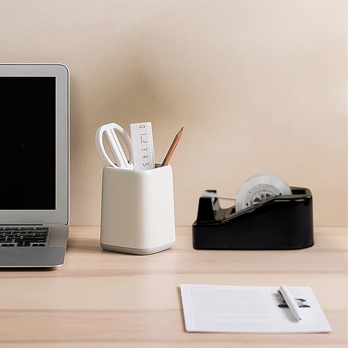 2Pcs Desktop Tape Dispenser Adhesive Roll Holder with Weighted Nonskid Base, Black (Tape not Included)-DeskLoop Office