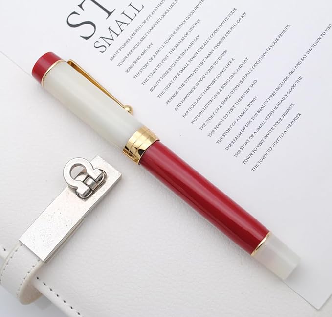 JINHAO 100 Fountain Pen with Ink Converter (Medium Nib 0.7mm, Palace Museum Red)-DeskLoop Office