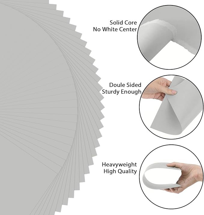 OcePor 50 Sheets Grey Cardstock Paper, Colored Printer Paper 8.5 x 11, Card Stock Thick Construction for Craft,Scrapbook,Office Printing, Invitations, Certificates,92 lb/250gsm-DeskLoop Office