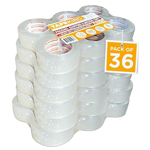 Tape King Clear Packing Tape - XL 110 Yards Per Roll (36 Rolls) - 1.88 Inch Wide Stronger & Thicker 2.7mil, Heavy Duty Adhesive Industrial Depot Tape for Moving Packaging Shipping and Commercial-DeskLoop Office