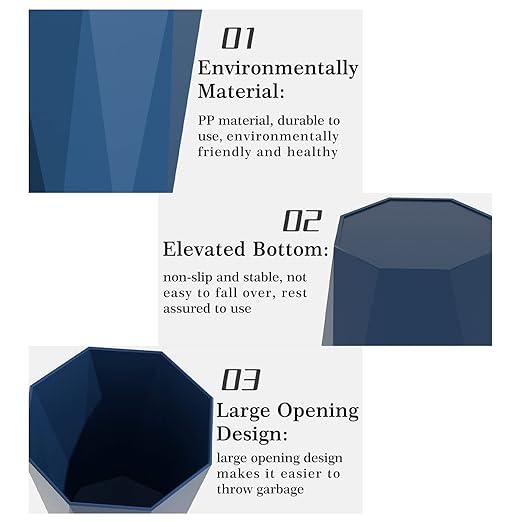 6pcs Trash Can Wastebasket Plastic 2.6 Gallon Garbage Can Container Rubbish Trash Bin Paper Basket Office Organizer for Bedroom Office Bathroom,10Litre-6 Colors-DeskLoop Office