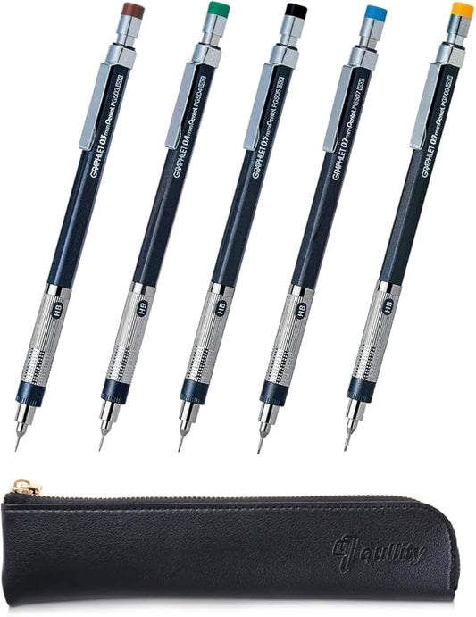 Graphlet Mechanical Drafting Pencil + Ain HB/B/2B leads, original Black slim pen case (5 sizes)-DeskLoop Office