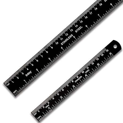 Metal Ruler Kit 12 Inch and 6 Inch, Stainless Steel Rulers with Centimeters, Millimeters, Inches and Conversion Table for Office and School, Easy to Read Metric Rule Set, 2 Pack-DeskLoop Office