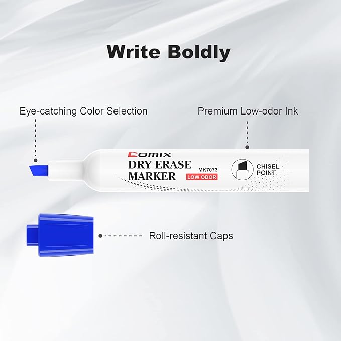 Comix Low Odor Dry Erase Markers, Chisel Tip White Board Markers, 36 Bulk 4 Colors Thick Markers for Kids Teachers-DeskLoop Office