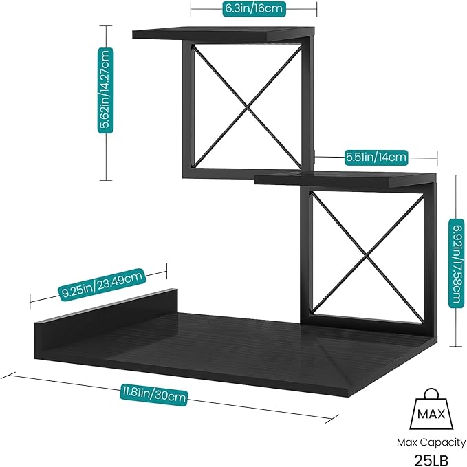 ELITEROO Wood Desktop Shelf, 3 Tier Desk Shelves Small Bookshelf Organizer, Office Storage Rack and Cubicle Organizers Accessories for Dorm Office Home Decor, Black-DeskLoop Office