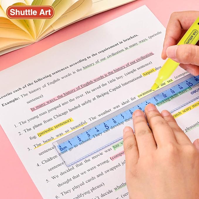 Shuttle Art 144 Pack Highlighters, Highlighters Assorted Colors Set, 8 Bright Colors Chisel Tip Highlighter Markers Bulk for Kid and Adult Coloring, Highlighting as School Supplies-DeskLoop Office