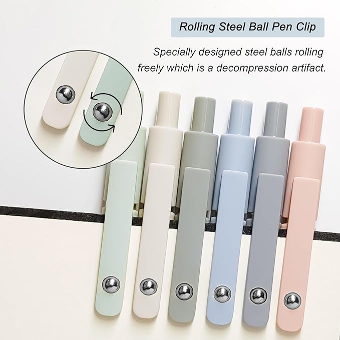 Gel Pens, 6 Pcs 0.5mm Fine Point Smooth Writing Pens Japanese Cute Pens, High-End Series Black Ink Pens for Journaling Note Taking, School Office Supplies for Women Men (6 Pcs Morandi)-DeskLoop Office