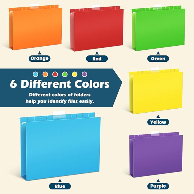 30 Pack Hanging File Folders Letter Size, Assorted Hanging Folders with 1/5-Cut Adjustable Tab, 1 Inch Expansion, Extra Capacity Hanging File Folders, Perfect Office, Home, Classroom Supplies-DeskLoop Office