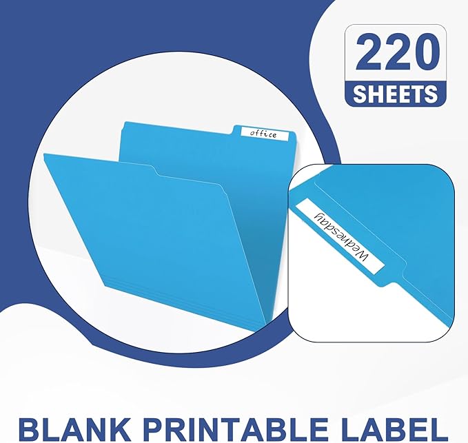 File Folder, PANDRI 220 Pack Colored File Folder, 1/3 Cut Tabs, Letter Size, Assorted 6 Colors Filing Folder for Office School Business-DeskLoop Office