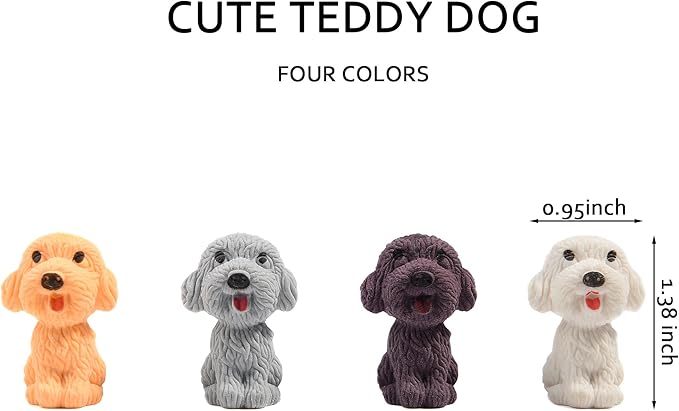 24 Pcs Animal Pencil Erasers Toppers,Pencil Top Erasers,3D Cute Dog Cap Easters Desk Pet Erasers for Kids-DeskLoop Office