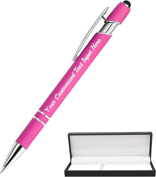 Personalized Ballpoint Pen 1pcs, Custom Pens Free Engraved Bulk with Name Logo, Soft Black Ink Stylus with Touch Metal Office, Gift for Anniversaries, Graduations, Birthdays-DeskLoop Office