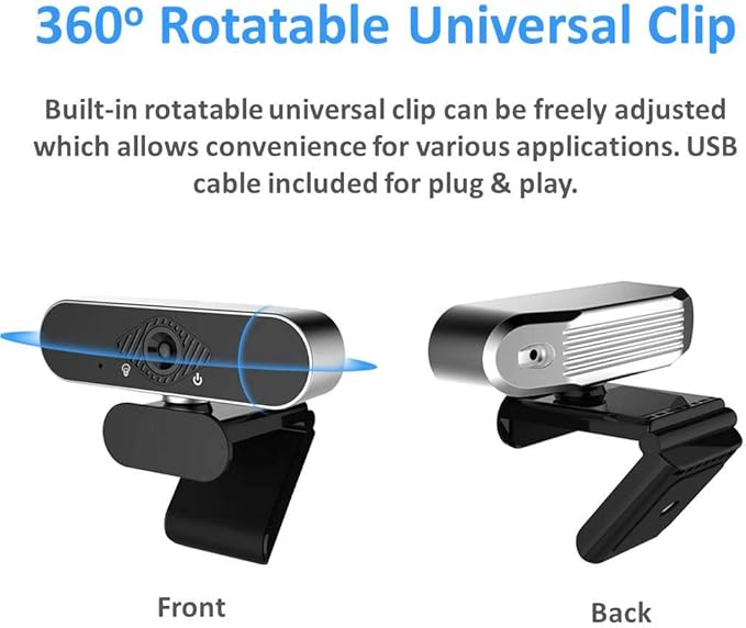 Webcam 1080P HD with Microphone & Privacy Cover, USB Web Cam with Live Streaming HD Video for Mac, PC, Computer and Laptop, Wide Angle Lens 1080P Web Camera with 360 Degree Flexible Mount-DeskLoop Office