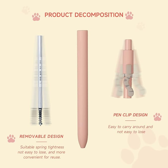 Cat Pens, 4 Pcs 0.5mm Cute Kawaii Black Ink Pens Fine Point Smooth Writing Pen, High-End Series Cat's Tail Retractable Pen for Journaling Note Taking (4 Pcs Cat)-DeskLoop Office