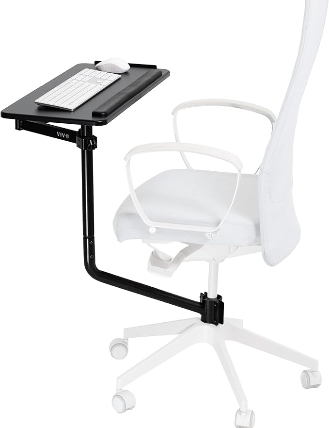 VIVO Office Chair Mounted 26 x 12 Inch Keyboard and Mouse Tray, Ergonomic Tilt, Full Motion 360 Degree Rotation, Black, MOUNT-KB08C-DeskLoop Office
