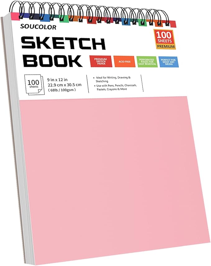 Soucolor Art Supplies Sketching Kit with 100 Sheets 3-Color Sketch Book, Teen Girl Gifts, Arts and Crafts for Kids Ages 8-12, School Supplies Gifts for Artists Adults Teens Girls Boys Kids-DeskLoop Office