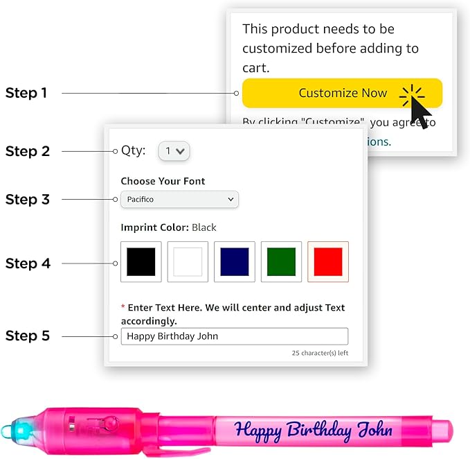 Personalized Invisible ink Pen with UV Light for Kids, Disappearing Ink magic Pen, Custom Secret Spy activity for ages 8-12, kids Gifts in bulk, 12 Pack, Assorted-DeskLoop Office