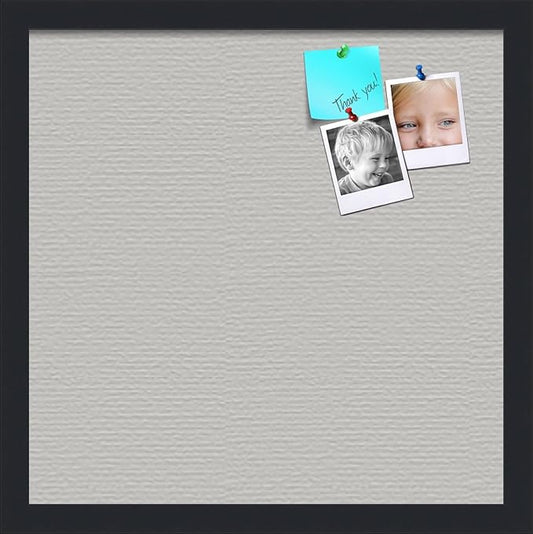 PinPix 16x16 Inch Cork Bulletin Board. This Decorative Framed Pin Board Comes with Light Stone Design and a Satin Black Frame. Ideal for Home Office Decor or Message Board (PinPix-1809)-DeskLoop Office