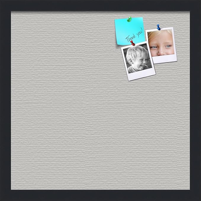 PinPix 16x16 Inch Cork Bulletin Board. This Decorative Framed Pin Board Comes with Light Stone Design and a Satin Black Frame. Ideal for Home Office Decor or Message Board (PinPix-1809)-DeskLoop Office