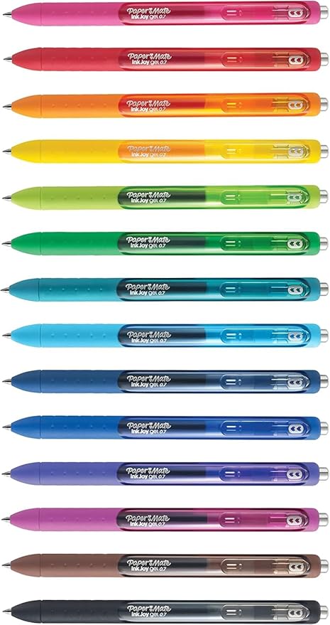Paper Mate InkJoy Gel Pens, Green Ink, Medium Point (0.7mm), 10 Count, Bundle with Plastic Reusable Pouch-DeskLoop Office