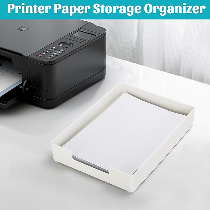 Letter-Size Tray Desk Letter Tray Paper Tray, Sturdy Heavy-Duty Plastic Printer Paper Tray, Single-Tier Stackable File Storage Organizer for Office Home (2, White)-DeskLoop Office