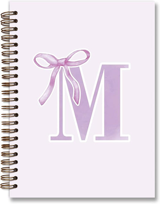 foedor Coquette Trendy Preppy Purple Bow Spiral Notebook,Initial M Journal Personalized Teen Girl Gifts,Monogrammed Gifts for Women Teen Girl,College Ruled Hardcover Spiral Notebook(purple)-DeskLoop Office