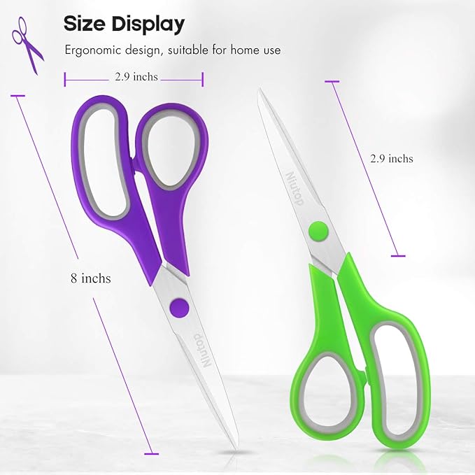 Scissors Bulk Set of 50-Pack, Niutop 8" Multipurpose Sharp Sewing Craft Fabric Scissors for Office Home High/Middle School Student Office Teacher Art Supplies, Soft Comfort-Grip Right/Left Handles-DeskLoop Office