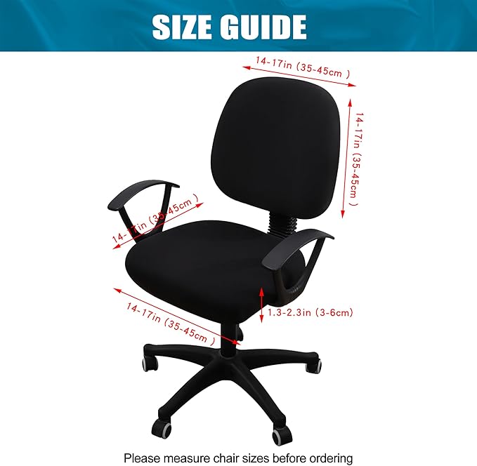Smiry Stretch Printed Office Computer Chair Covers, Universal Washable Removable Desk Rotating Chair Slipcovers Protector, Seat + Backrest Cover - Black-DeskLoop Office