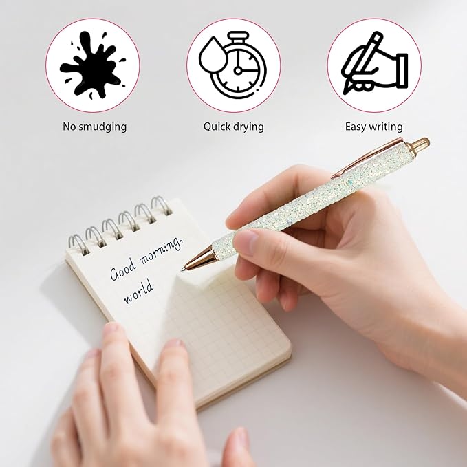 100 Pcs Fancy Pens Bulk Pretty Cute Glitter Ballpoint Sparkly Metal Pens Black Journaling Ink Pen Medium Point 1.0 mm for Women Nurse Teacher School Office Graduation Gift-DeskLoop Office