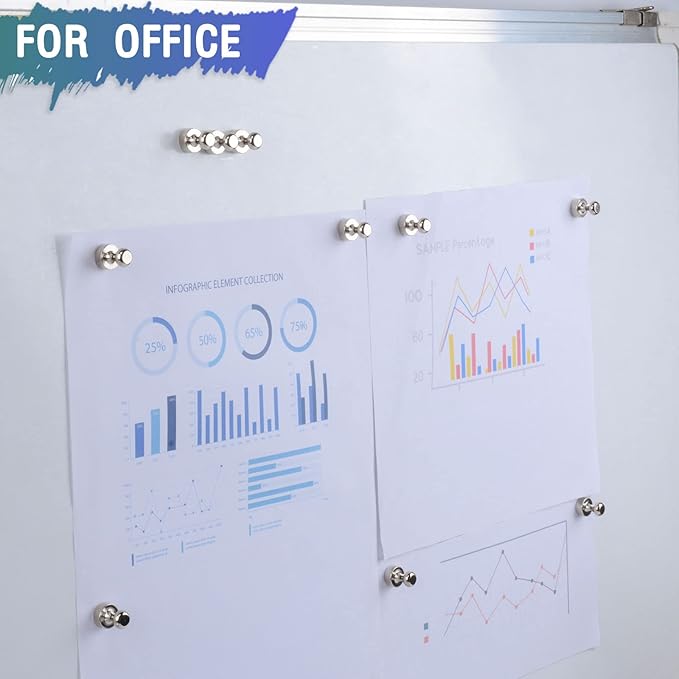 100 Pack Neodymium Fridge Magnets, Small Strong Magnets for Whiteboard, Push Pin Magnet, Refrigerator Magnets for Office, Kitchen, Adults, Home-DeskLoop Office