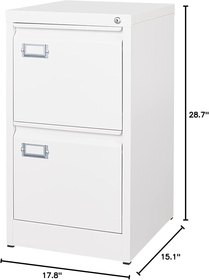 2 Drawer File Cabinet with Lock Metal Vertical Filing Storage Cabinet Office Home Steel Vertical File Cabinets for A4 Legal/Letter Size Narrow File Cabinet Locked,Assembly Required-DeskLoop Office