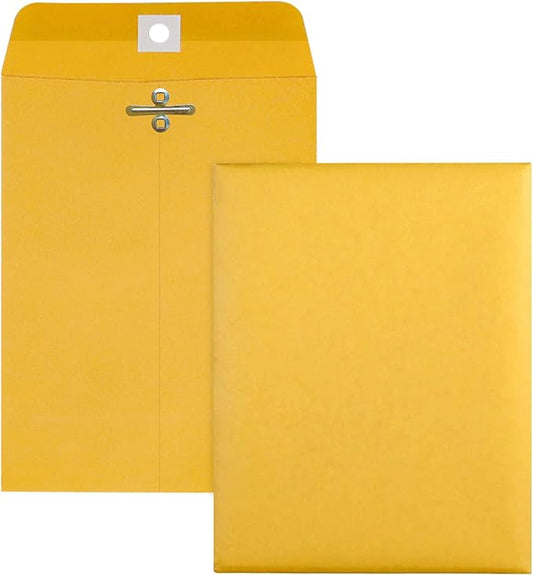 10” x 13” Clasp Envelopes with Gummed Seal Brown Kraft Catalog Envelopes Clasp Mailing Envelopes for Home, Office, Business 28 lb Kraft Paper,Pack of 30-DeskLoop Office