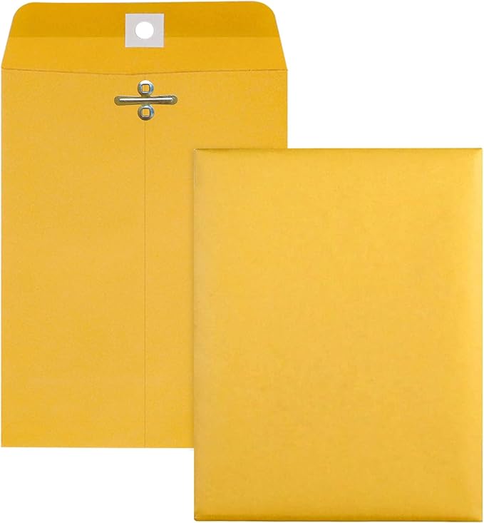 10” x 13” Clasp Envelopes with Gummed Seal Brown Kraft Catalog Envelopes Clasp Mailing Envelopes for Home, Office, Business 28 lb Kraft Paper,Pack of 30-DeskLoop Office