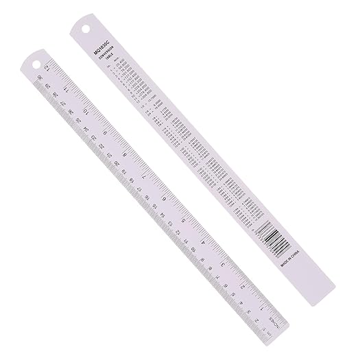 PATIKIL 30cm/12 Metal Ruler, 2 Pack Aluminum Alloy Rulers with Centimeters, Millimeters, Inches and Conversion Table Straight Edge Ruler for Writing Machinist Drafting, Purple-DeskLoop Office