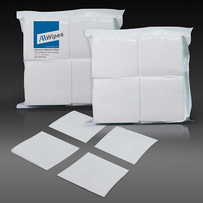 AAwipes Cleanroom Wipes Lint Free Wipes 4" x 4" Cellulose/Polyester Blend (4" x 4"-600 Pcs) Nonwoven Wipers (NW06804)-DeskLoop Office