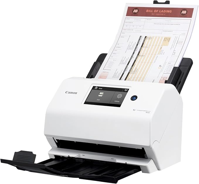 Canon imageFORMULA R50 Business Document Scanner for PC and Mac - Color Duplex Scanning - Connect with USB Cable or Wi-Fi Network - LCD Touchscreen - Auto Document Feeder - Easy Setup-DeskLoop Office