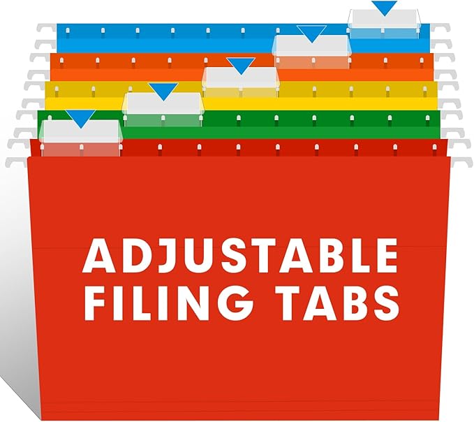 Hanging File Folders, RAZCC 30 Pack Reinforced Hanging Folders Letter Size, Designed for Bulky Files, Filing Cabinet, Adjustable Tabs, Assorted Colors-DeskLoop Office