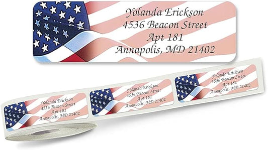 Colorful Images American Glory Patriotic Rolled Personalized Return Address Mailing Labels with Dispenser, Customize with Name & Shipping Address, 500 ¾” x 2½” Self Adhesive, Easy Peel Label Roll-DeskLoop Office