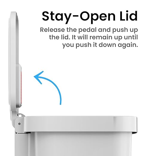 iTouchless SoftStep 13.2 Gal / 50L Step Pedal Kitchen Trash Can with Odor Filter, Durable Dent-Proof Construction and Stainless Steel Trim, Garbage Bin with Lid for Home Office, Bedroom, White Plastic-DeskLoop Office