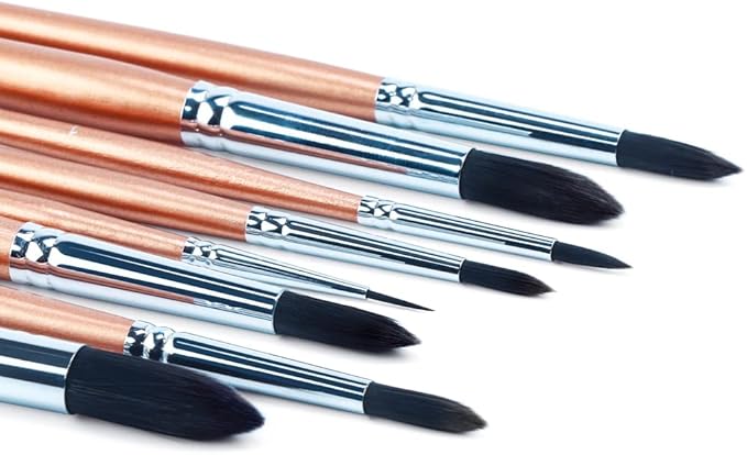 Transon 8pcs Round Watercolor Paint Brush Set Goat Hair for Watercolors,Acrylics,Inks,Gouache,Oil and Tempera-DeskLoop Office