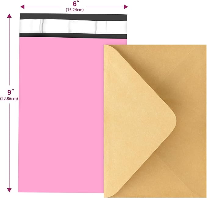 120PC Poly Mailers 6x9 Inch Pink Mailing Envelopes Bags Shipping Bags with Self Adhesive Waterproof and Tear-Proof Postal Bags-DeskLoop Office