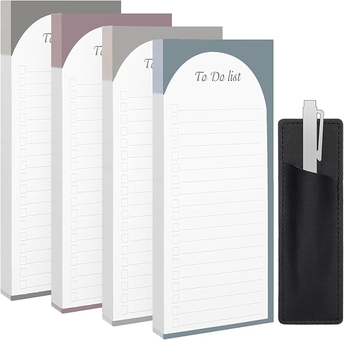 4 Pack Magnetic To Do List Refrigerator with Pen Holder, Totally 200 Sheets Magnetic Note Pad for Fridge Grocery List Magnet Pad for Fridge(Morandi Design)-DeskLoop Office