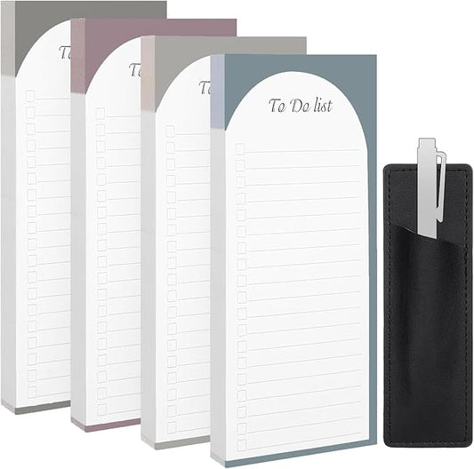 4 Pack Magnetic To Do List Refrigerator with Pen Holder, Totally 200 Sheets Magnetic Note Pad for Fridge Grocery List Magnet Pad for Fridge(Morandi Design)-DeskLoop Office
