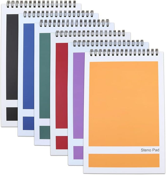 Top Spiral Steno Pads,6 Pack Notepads 6x9 Inches,80 Sheets White Paper Gregg Rule Steno Notebooks for Writing Notes in School, University, College, Office-DeskLoop Office
