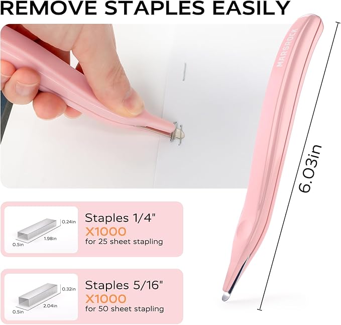 Desktop Stapler, Swing-Arm Swivel Stapler, 50 Sheet Capacity, 2000 Staples and Staple Remover, Rotatable Heavy Duty Staplers for Office, Home, Classroom, Booklet, Book Binding,Pink-DeskLoop Office